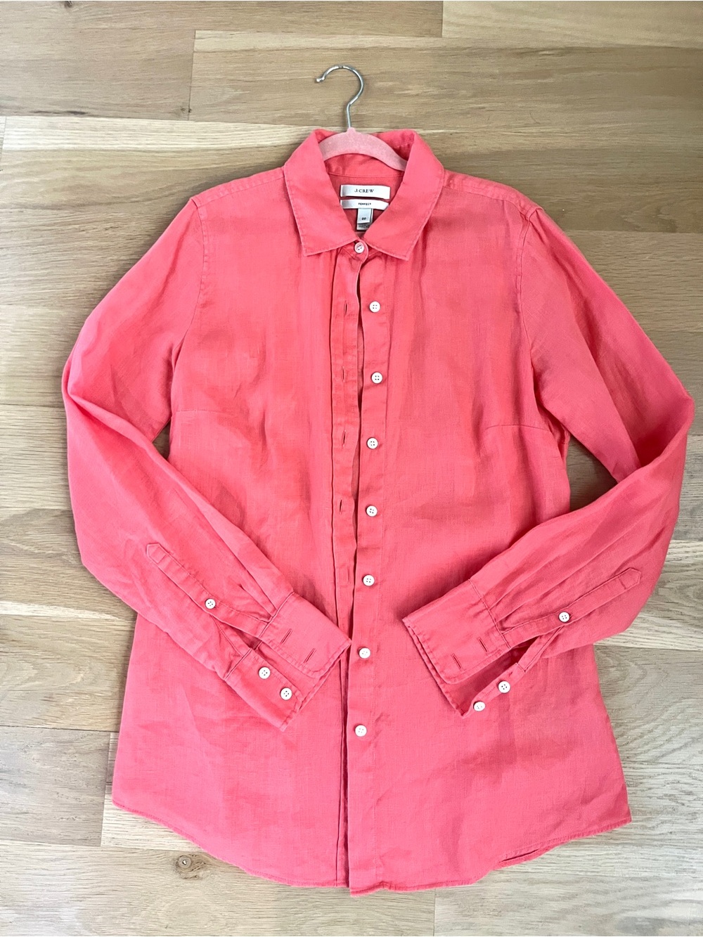 J. Crew Coral Button-Down Linen Shirt